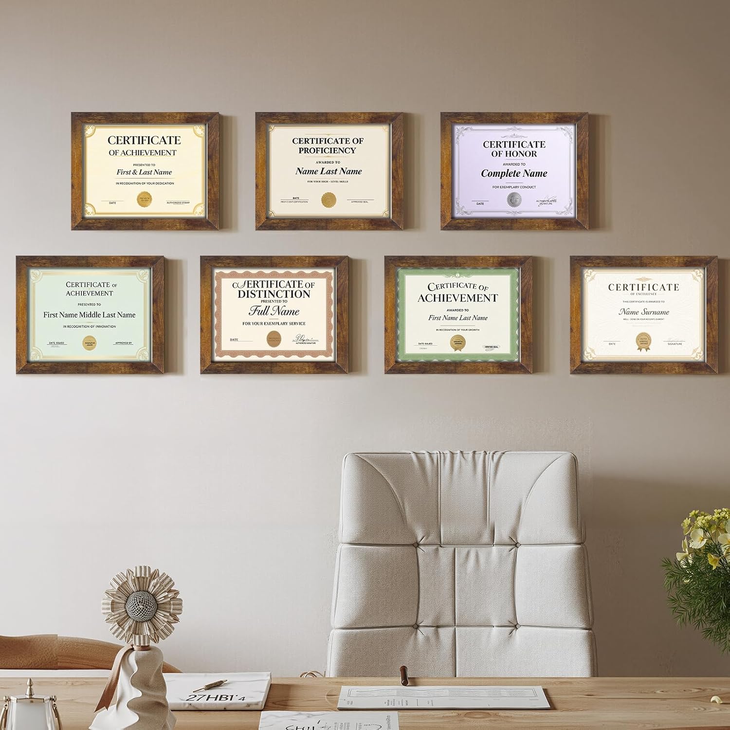 Certifications wall at ASHWAJIT'S DENTAL CLINIC